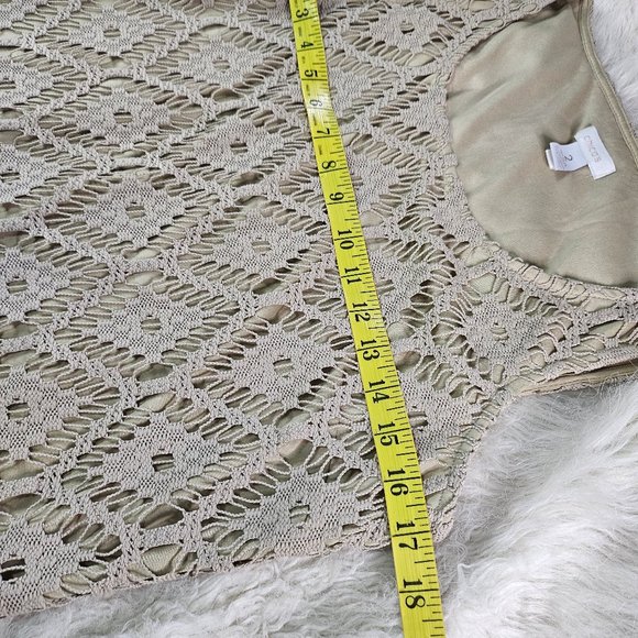 Chico's Women's Beige Lace Crochet Maxi Sleeveless Dress Size 2 - Picture 4 of 10